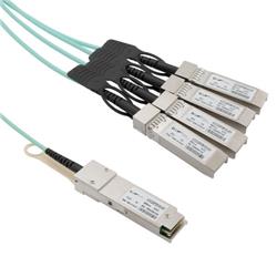 Active Optical Cable Breakout QSFP28 100Gbps to 4x28G SFP28, 10 meters, MSA Compatible的图片