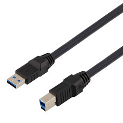 高柔性拖链级USB3.0线缆组件，A型公头/B型公头， 28/26/22AWG，UL20276, VW-1阻燃等级PVC护套，黑色，5米的图片