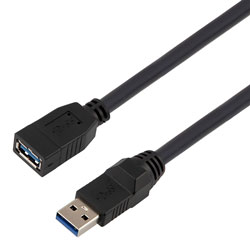 高柔性拖链级USB3.0线缆组件，A型公头/A型母头， 28/26/22AWG，UL20276, VW-1阻燃等级PVC护套，黑色，5米的图片