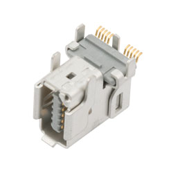 IX工业插座，10G级，用于串行或工业总线通信用途的B型键槽，垂直直角弯折方向，PCB型的图片