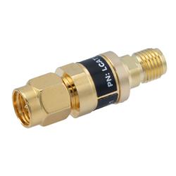 2W/4 dB RF Fixed Attenuator, SMA Male to SMA Female Brass Gold Body Up to 3 GHz的图片