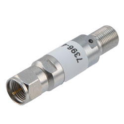 4 dB固定衰减器75 Ohm F公到F母黄铜三金属主体，额定功率为2瓦，最高频率：3 GHz的图片