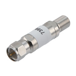 5dB固定衰减器75 Ohm F公到F母黄铜三金属主体，额定功率为2瓦，最高频率：3 GHz的图片