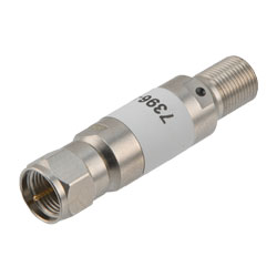 9 dB固定衰减器75 Ohm F公到F母黄铜三金属主体，额定功率为2瓦，最高频率：3 GHz的图片