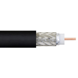 低损耗柔性LMR-195-FR耐火双屏蔽同轴电缆，底部带有黑色FRPE护套的图片