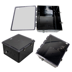 18×16×10英寸（45.7×40.6×25.4厘米）NEMA-4X级防风雨聚碳酸酯接线盒，DIN导轨安装，透明盒盖，黑的图片