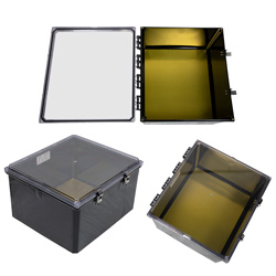 18×16×10英寸（45.7×40.6×25.4厘米）UL认证NEMA-4X级防风雨聚碳酸酯接线盒，带铝制安装板，透明盒盖，黑的图片