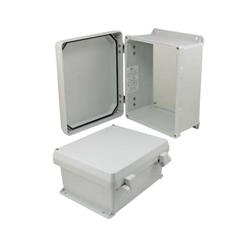 10×8×5英寸（25.4×20.3×12.7厘米）UL®认证NEMA-4X级防风雨接线盒，带非金属安装板和非金属合页连接结构的图片