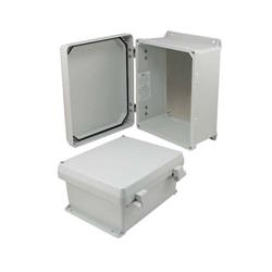 10×8×5英寸（25.4×20.3×12.7厘米）UL®认证NEMA-4X级防风雨接线盒，带铝制安装板和非金属合页连接结构的图片