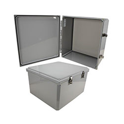 18x16x10英寸UL®认证的聚碳酸酯防风雨NEMA 4X外壳/非金属安装板，深灰色的图片