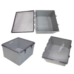 18×16×10英寸（45.7×40.6×25.4厘米）UL认证NEMA-4X级防风雨聚碳酸酯接线盒，透明盒盖，深灰的图片