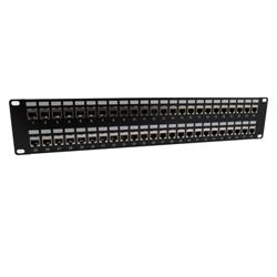 3.5"x19" (2U) 48 Port Category 5e Shielded Feed-Thru Coupler panel with Cable Manager的图片
