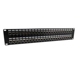 3.5"x19" (2U) 48 Port Category 6a Shielded Feed-Thru Coupler panel with Cable Manager的图片