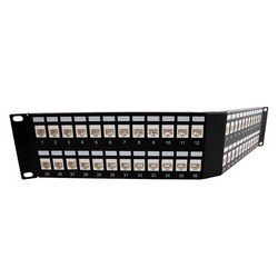3.5英寸 x19英寸（2U）48端口薄型5e类直通微型耦合器V型面板，带有电缆管理器的图片