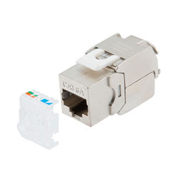 超6类10gig以太网屏蔽免工具Keystone插座，TIA568A/B，适用于28AWG细缆，银色的图片