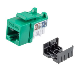 超6类RJ45 Keystone插座，IDC 110 90度冲压式，UTP（非屏蔽双绞线），绿色的图片