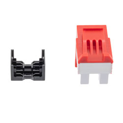 超6类RJ45 Keystone插座，IDC 110 90度冲压式，UTP（非屏蔽双绞线），红色的图片