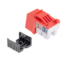 超6类RJ45 Keystone插座，IDC 110 90度冲压式，UTP（非屏蔽双绞线），红色的图片