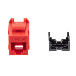 超6类RJ45 Keystone插座，IDC 110 90度冲压式，UTP（非屏蔽双绞线），红色的图片