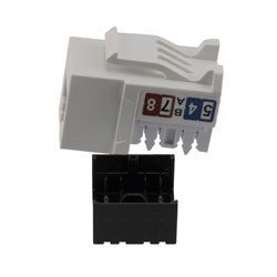 超6类RJ45 Keystone插座，IDC 110 90度冲压式，UTP（非屏蔽双绞线），白色的图片