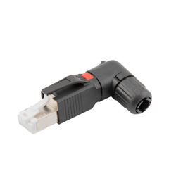 Profinet弯角型屏蔽RJ45现场端接公头，22~23AWG，PoE+级的图片
