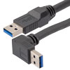 高柔性拖链级USB3.0线缆组件，A型公头至直角下出线A型公头，28/26/22AWG，UL20276, VW-1阻燃等级PVC护套，黑色，1米的图片