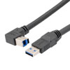 高柔性拖链级USB3.0线缆组件，A型公头至直角下出线B型公头，28/26/22AWG，UL20276, VW-1阻燃等级PVC护套，黑色，1米的图片
