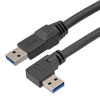 高柔性拖链级USB3.0线缆组件，A型公头至直角左出线A型公头，28/26/22AWG，UL20276, VW-1阻燃等级PVC护套，黑色，1.5米的图片