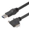 高柔性拖链级USB3.0线缆组件，A型公头至直角左出线Micro-B型公头，带机器视觉锁紧螺丝， VW-1阻燃等级PVC护套，黑色，0.5米的图片