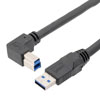 高柔性拖链级USB3.0线缆组件，A型公头至直角右出线B型公头，28/26/22AWG，UL20276, VW-1阻燃等级PVC护套，黑色，1米的图片