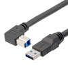 高柔性拖链级USB3.0线缆组件，A型公头至直角上出线B型公头，28/26/22AWG，UL20276, VW-1阻燃等级PVC护套，黑色，1米的图片