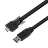 高柔性拖链级USB3.0线缆组件，A型公头至带机器视觉翼形螺丝的C型公头， 28/26/22AWG，VW-1阻燃等级PVC护套，黑色，1米的图片