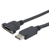 DisplayPort数字线缆组件，支持DisplayPort 2.0规定的16K与HDR，公头/面板安装型母头，PVC护套，黑，0.5米的图片
