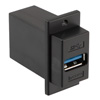 USB3.0转接头/耦合器，ECF法兰式接线板安装，A型母头/B型母头，ABS外壳，黑色的图片