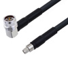 1.5英尺长低损耗N 直角公头至 SMA 公头电缆组件.使用Times Microwave公司的 LMR-400-DB 型号同轴电缆的图片