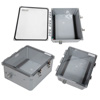 14×12×6英寸（35.6×30.5×15.2厘米）NEMA-4X级户外用防风雨聚碳酸酯接线盒，DIN导轨安装，透明盒盖，深灰的图片