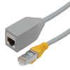 超6类 类分离式适配器线缆，RJ45 公头到母头，易拆端口插座保护器，S/FTP 双屏蔽，26AWG，CM阻燃等级PVC，灰色，8.0英寸的图片
