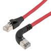 以太网超六类10gig直角弯头线缆组件，F/UTP屏蔽，26AWG，RJ45直头/右弯头，低烟无卤外被，红色，3.0米的图片