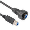 防水USB 3.0电缆组件，IP67 B公插头到标准B公插头，30 / 24AWG，PVC，黑色，0.75米的图片