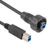 防水USB 3.0电缆组件，IP67 B公插头到标准B公插头，30 / 24AWG，PVC，黑色，1.5米的图片
