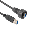 防水USB 3.0电缆组件，IP67 B公插头到标准B公插头，30 / 24AWG，PVC，黑色，１米的图片