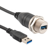 防水USB 3.0电缆组件，IP67面板安装金属A母插孔到标准A母插头，30 / 24AWG，PVC，黑色，1.5米的图片