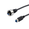 防水型USB3.0线缆组件，IP67金属A型公头/标准B型公头，30/24AWG，PVC黑色护套，0.5米的图片