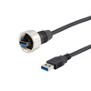 防水型USB3.0线缆组件，IP67金属A型公头/标准A型公头，30/24AWG，PVC黑色护套，0.5米的图片