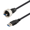防水型USB3.0线缆组件，IP67金属A型公头/标准A型公头，30/24AWG，PVC黑色护套，1.5米的图片