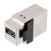 USB 3.0 Keystone型耦合器，直列馈通式，不锈钢外壳ABS主体，屏蔽，A型母头/A型母头，银色的图片