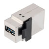 USB 3.0 Keystone型耦合器，直列馈通式，不锈钢外壳ABS主体，屏蔽，A型母头/B型母头，银色的图片
