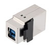 USB 3.0 Keystone型耦合器，直列馈通式，不锈钢外壳ABS主体，屏蔽，B型母头/A型母头，银色的图片